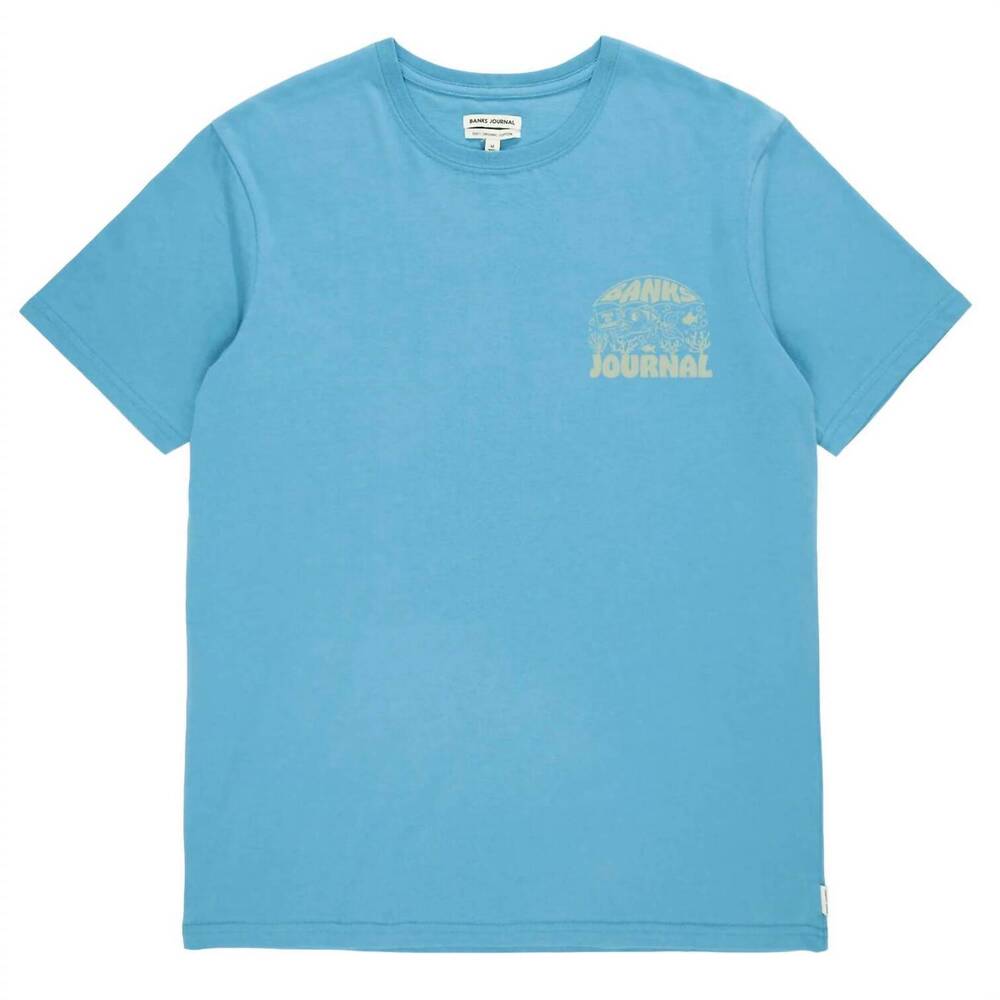 NEW BANKS JOURNAL women's maritime faded tee shirt - plus in cyan blue